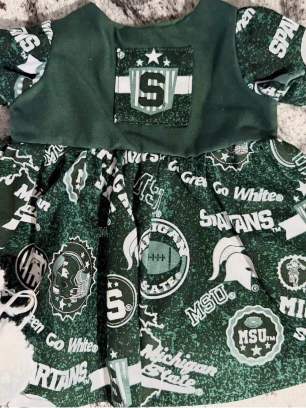 American Girl Green and White Michigan State Spartans Cheerleader 3pc Outfit